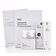 SGC Cosmotech skincare products including cream, mask, and serum on a white background